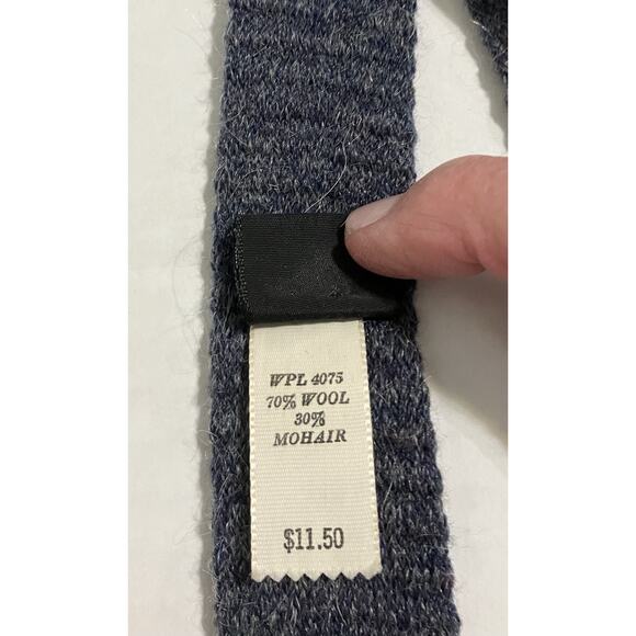 Vintage Mens Wembley Skinny Neck Tie Square End Wool Mohair Blue Heather HTF - Picture 5 of 7